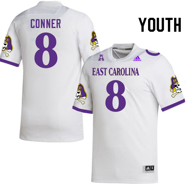 Youth #8 Jayvontay Conner ECU Pirates College Football Jerseys Stitched-White